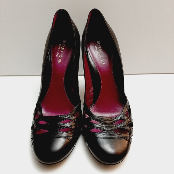 SERGIO ROSSI Italy Elegant Genuine Leather Black High Heel Shoes Sz 7.5 Eur 37.5 - Picture 5 of 14